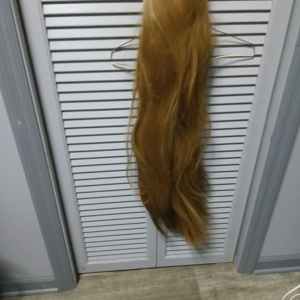 NTW  light brown / ombre 28' in long straight front lace wig with mesh net.